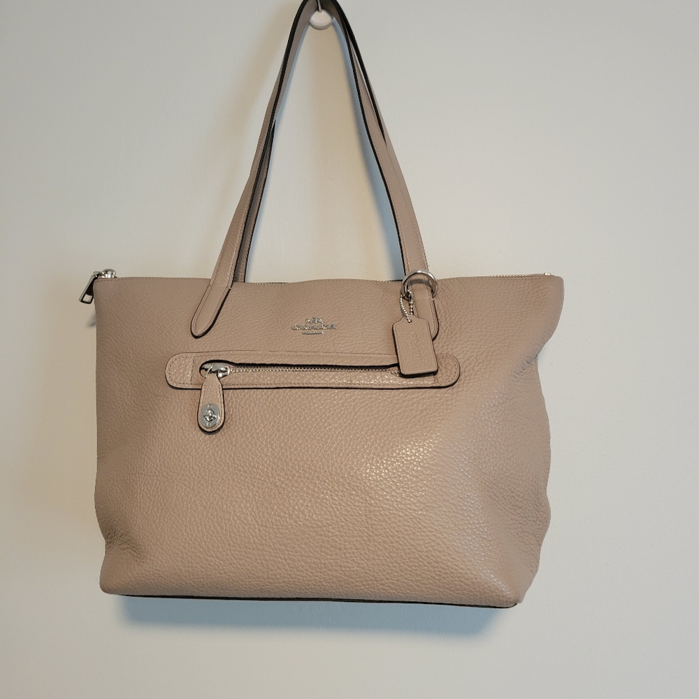 Coach Taupe Pebbled Leather Taylor Tote - Neutral Beige